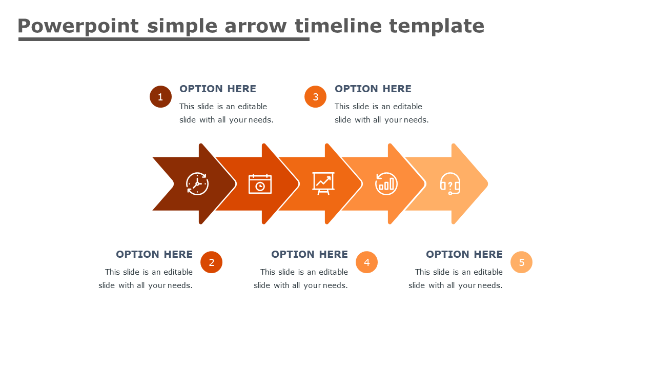 Free - Attractive PowerPoint Simple Arrow Timeline Template